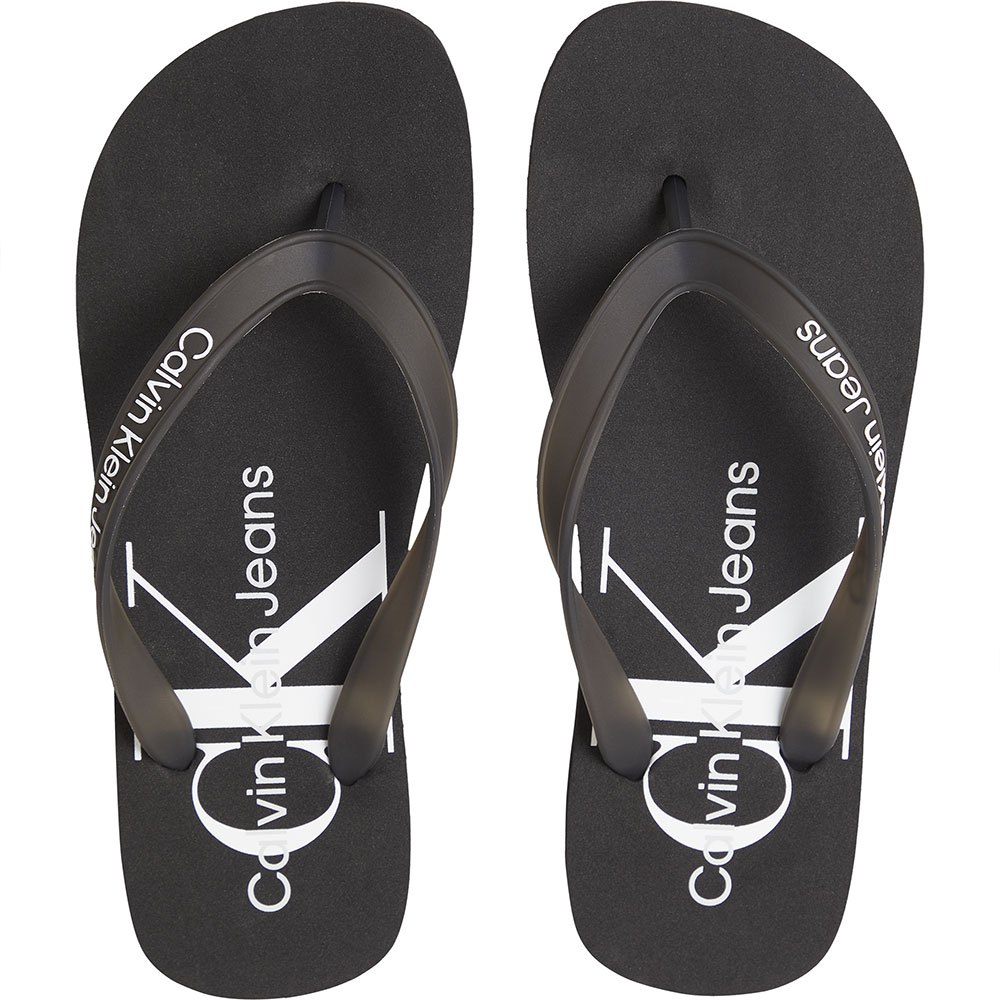 Calvin Klein Denim Beach Sandal Monogram Tpu Flip Flops in Black for Men slides and flip flops Mens Shoes Sandals 