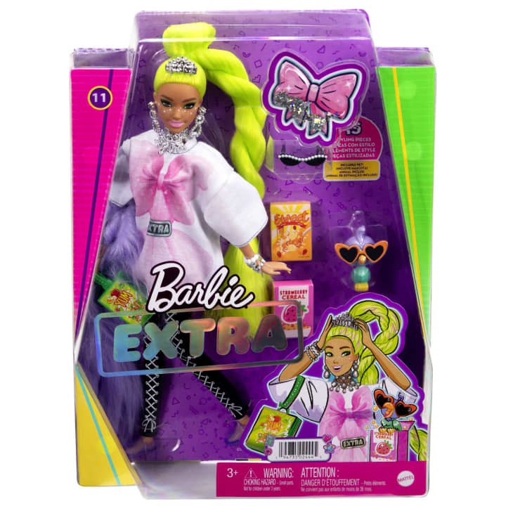 Barbie Med Neongrønt Hår Og Kjæledyrlekedukke Extra