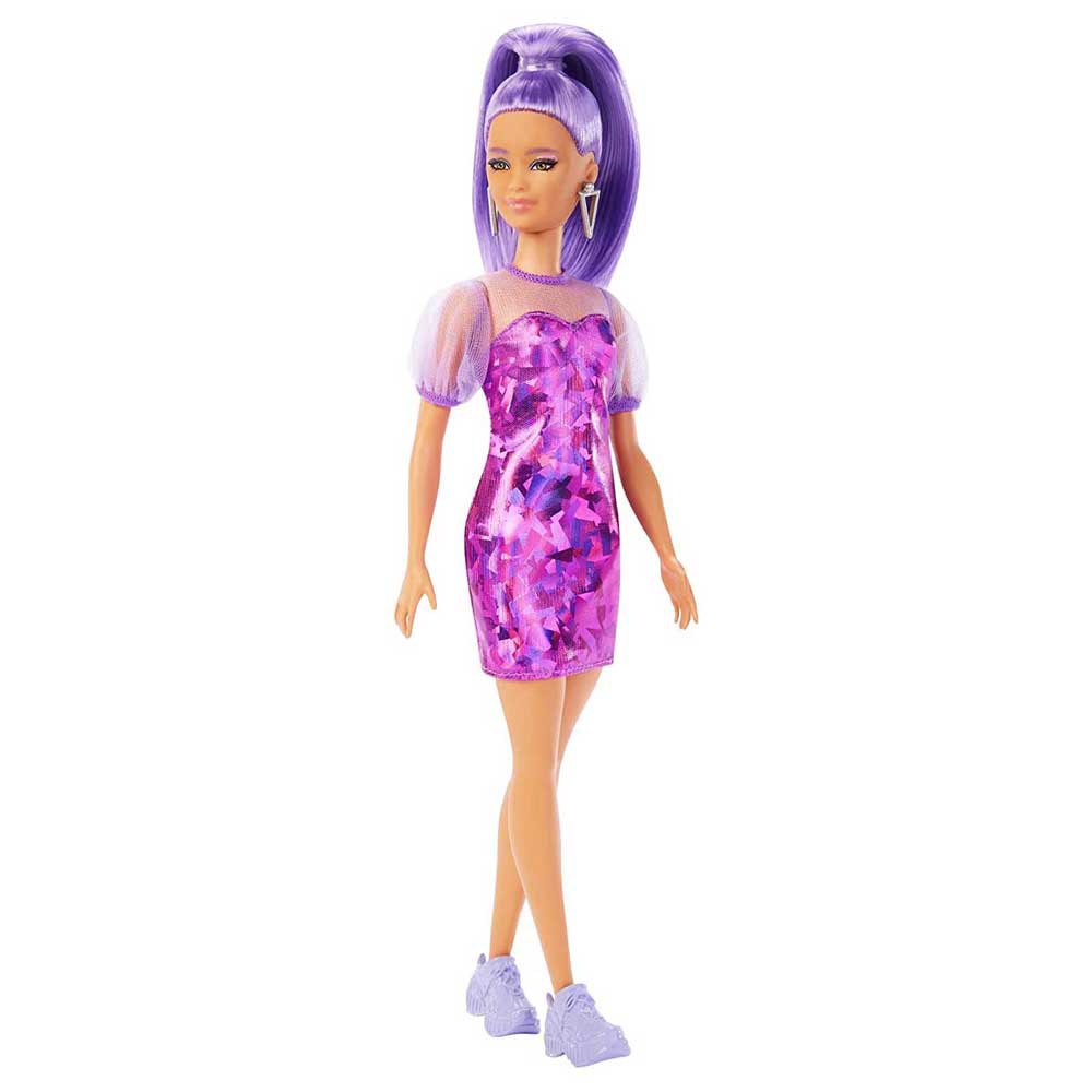 lidelse barbermaskine Tag det op Barbie Fashionistas Petite Long Purple Hair & Purple Metallic Dress Sheer  Bodice & Sleeves Purple Sneakers Doll Multicolor| Kidinn