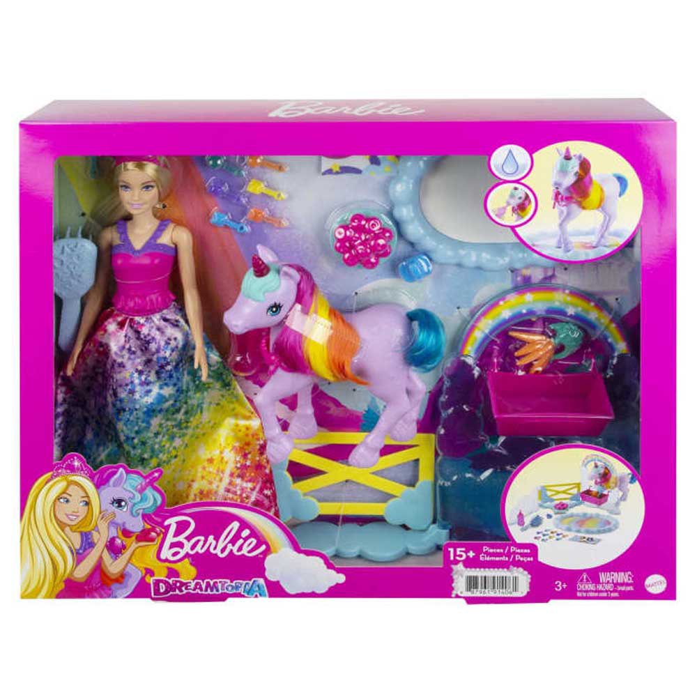 Barbie Dette Lekesett Kommer Med En Prinsessedukke En Enhjørning Til Kjæledyr Med Fargeendringsfunksjoner Og Dreamtopia 18 Leketøy Tilbehør
