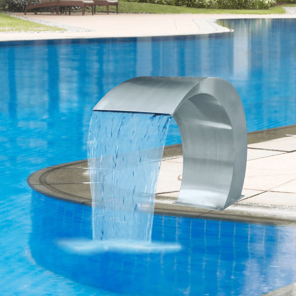 vidaXL Water Fountain 11.8" Stainless Steel Sheer Descent Cascade Pool Garden 