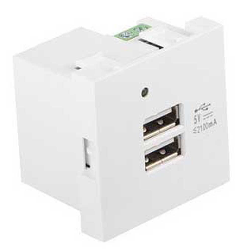 Lanberg USB-A-seinäruusuke AC-4545-2XUSB2.1-W 2 Pistorasiat