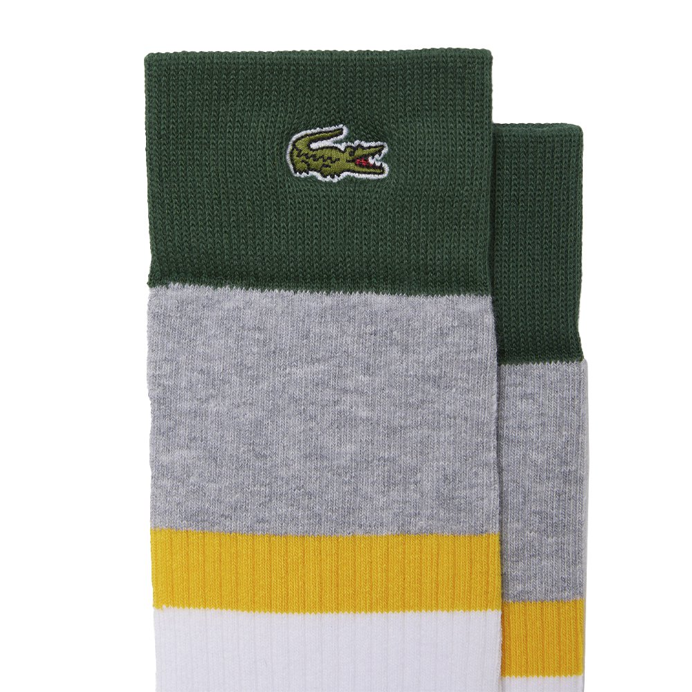 Lacoste Mens Cotton Crew Ribbed Stretch Emrbroidered Croc Socks 