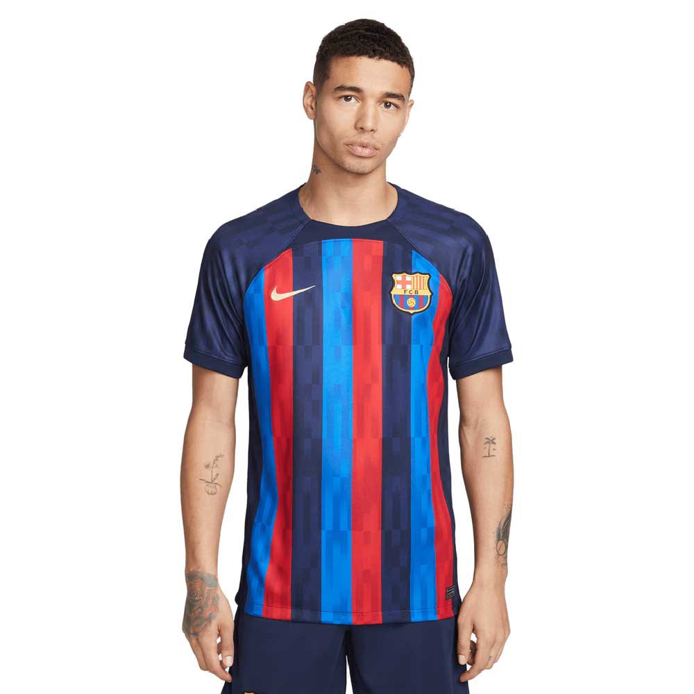 billede Rastløs Motel Nike FC Barcelona Dri Fit Stadium Home 22/23 Short Sleeve T-Shirt Blue|  Goalinn