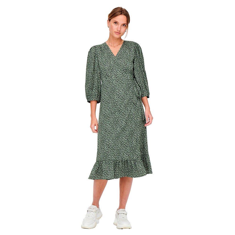Only Olivia Wrap Midi Dress Green | Dressinn