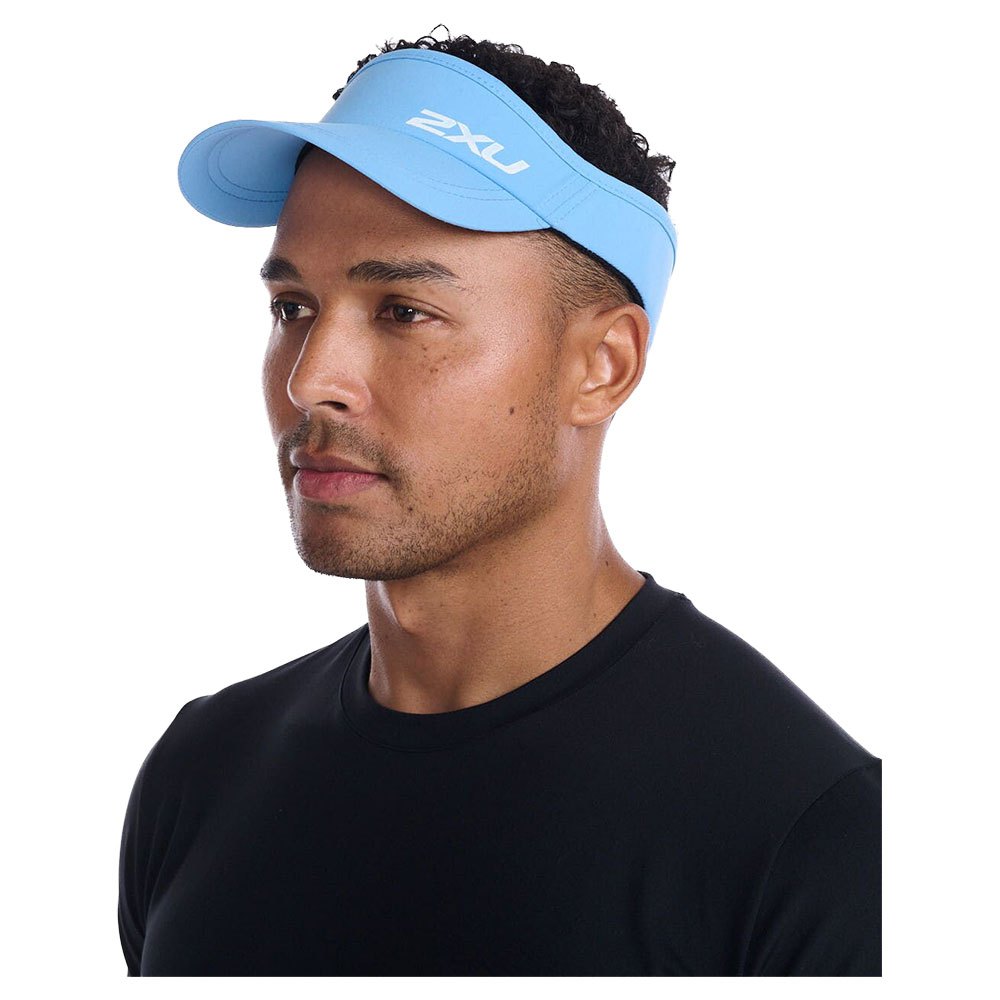 2XU Run Visor Blue Breathable Lightweight UV Protection Quick Dry Race Hat 