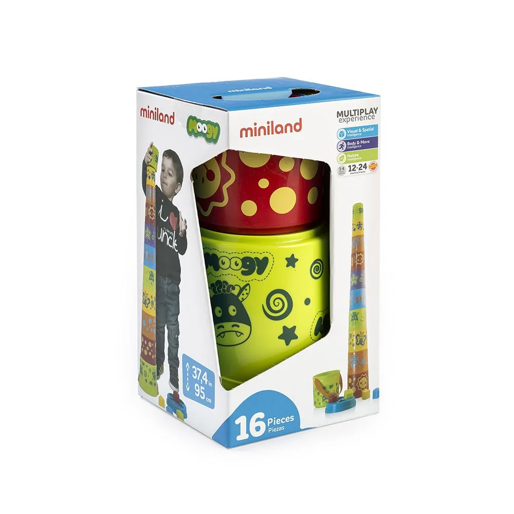 Miniland Giant Moogy Outdoor – Seau Et Tasses Empilables, Multicolore