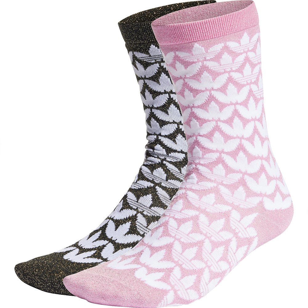 cable excitement Retired adidas Originals Monogram Full Glitter Crew Socks 2 Pairs Pink| Dressinn