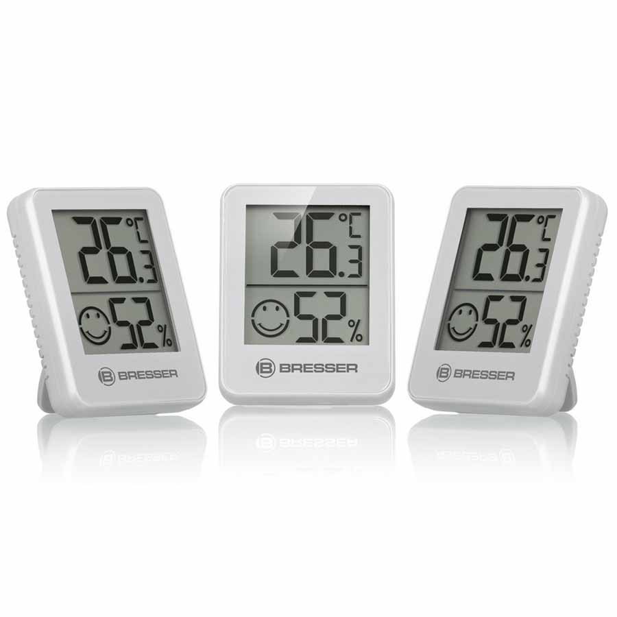 Wetterstation Wecker Hygrometer Thermometer Digitaluhr Uhr in Silber 
