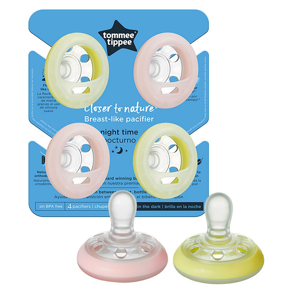 Tommee tippee Breast Form Night 4X Girl Pacifiers Multicolor| Kidinn