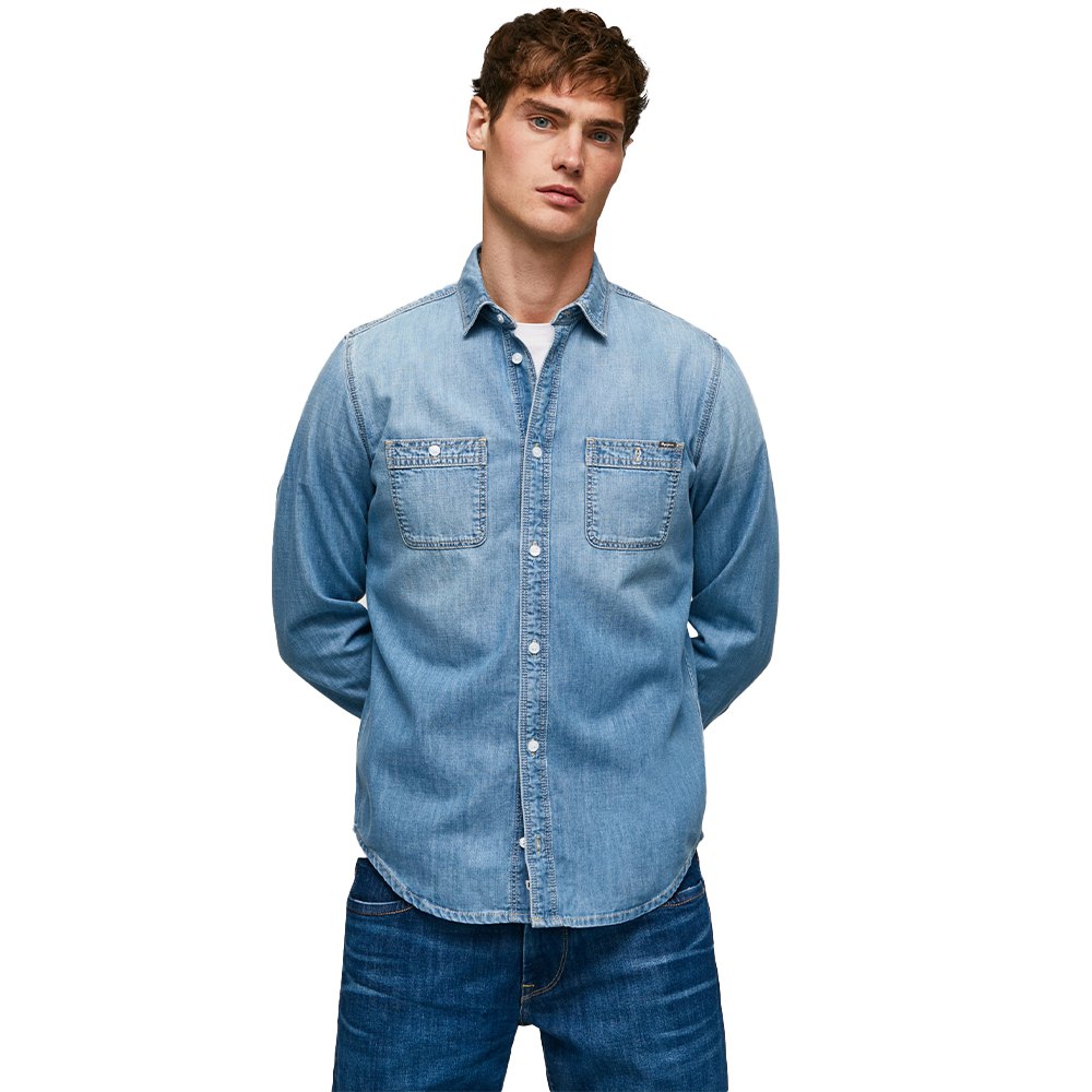 Polite Slight bearing Pepe jeans Portland Long Sleeve Shirt Blue | Dressinn