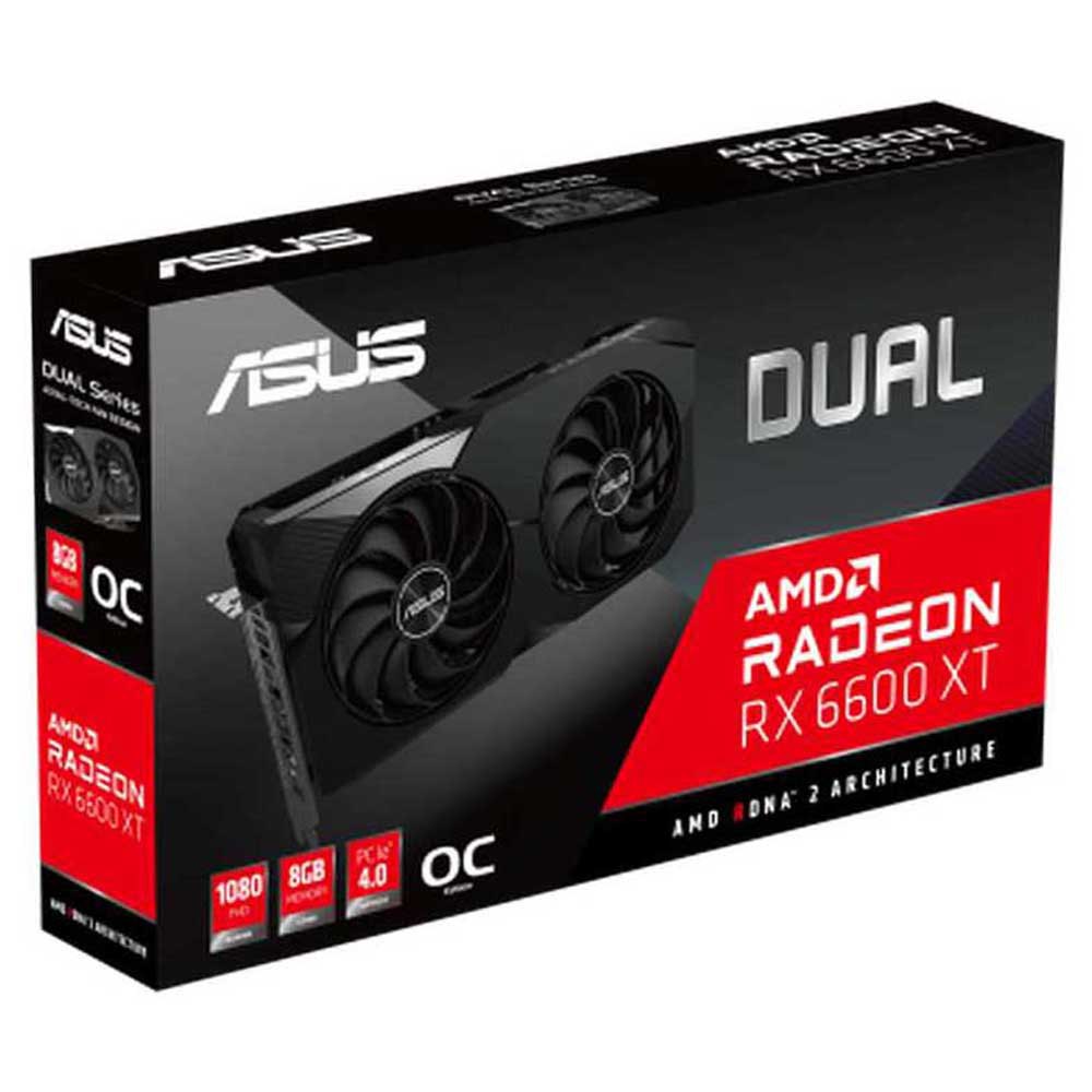 ASUS Dual AMD Radeon™ RX 6600 8GB GDDR6 Gaming Graphics Card AMD RDNA™ 2, PCIe 4.0, 8GB GDDR6 memory, HDMI 2.1, DisplayPort 1.4a, Axial-tech fan design, 0dB technology 