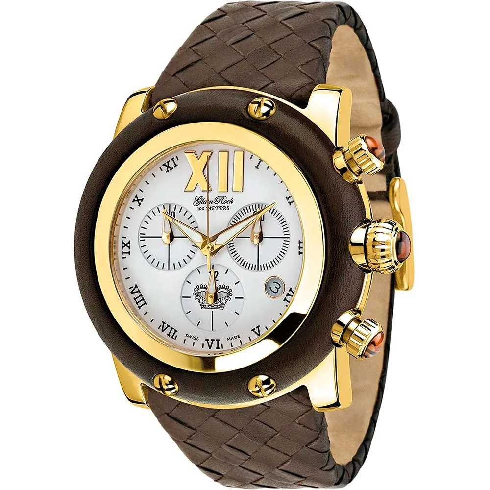 Glam Rock Yellow Leather Watch with Gold Accents Twisted Glam Rock Watches main image 4