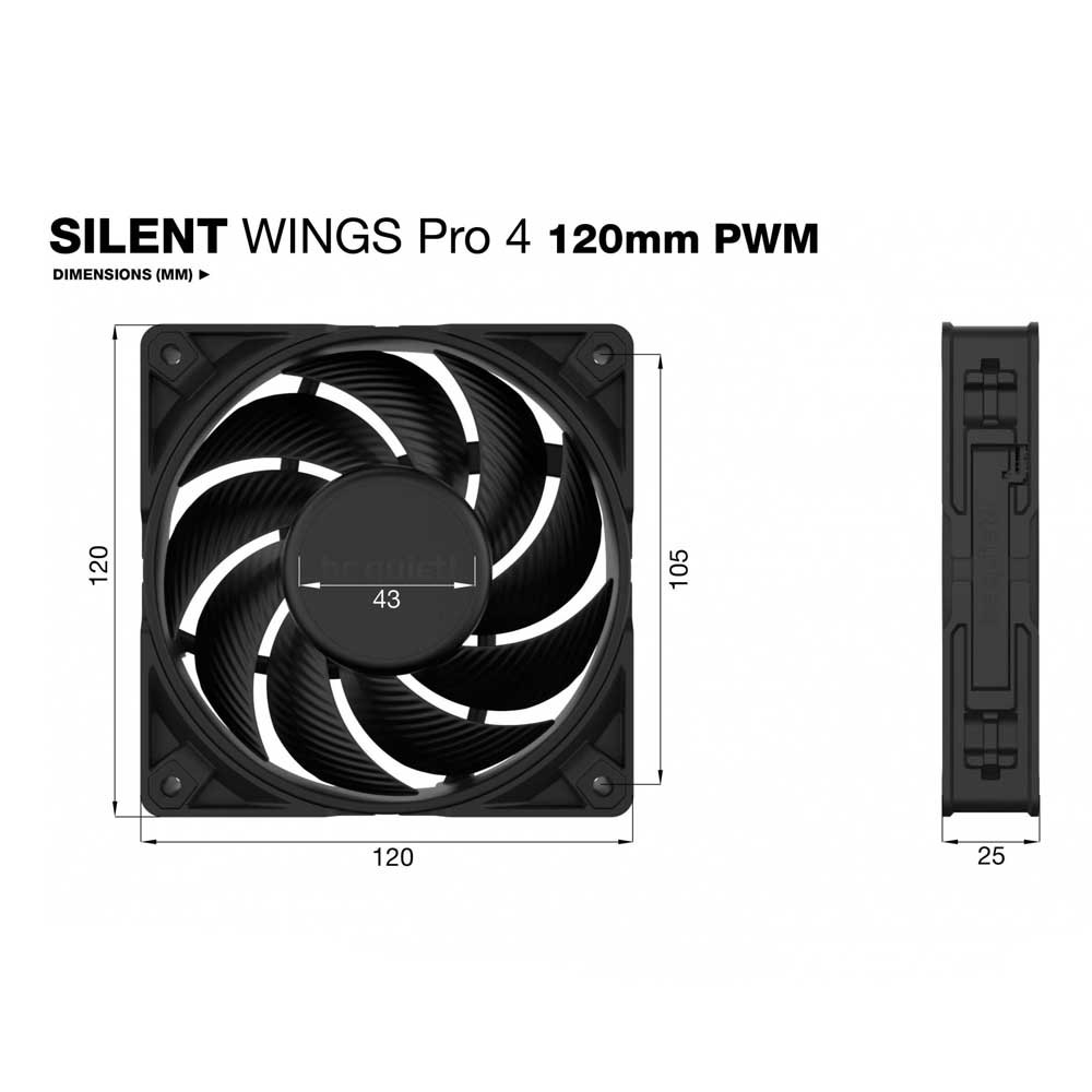 Be quiet Silent Wings Pro 4 PWM 120 mm Fan Black | Techinn | Gehäuselüfter