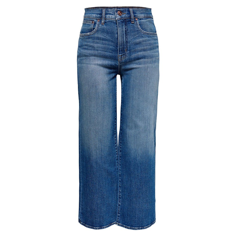 Only Madison Wide Cropped High Waist Jeans Blue | Dressinn
