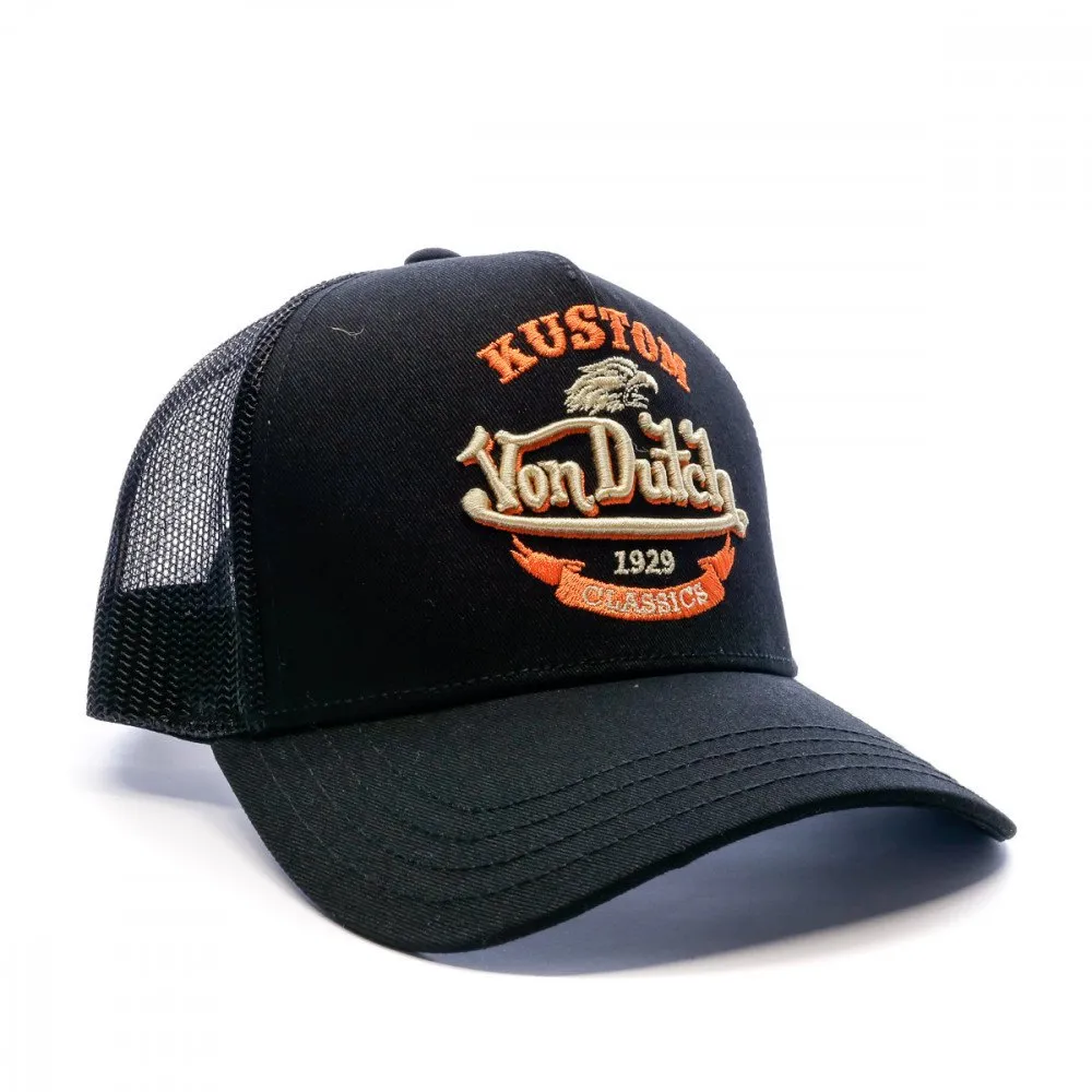 Von Dutch Trucker Cap Für Damen & Herren | Verstellbarer Snapback | Graffiti-Print | Netzrücken | Schwarz