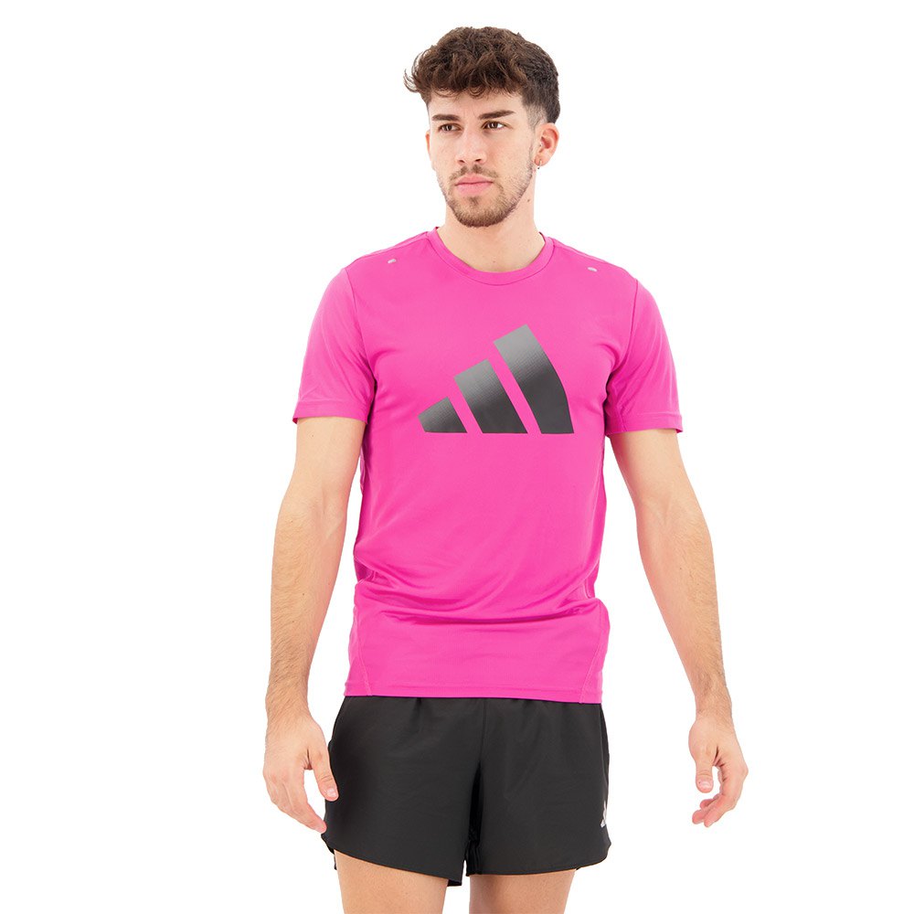 Ambigüedad Salón vida adidas Run Icons 3 Bar Short Sleeve T-Shirt Pink | Runnerinn