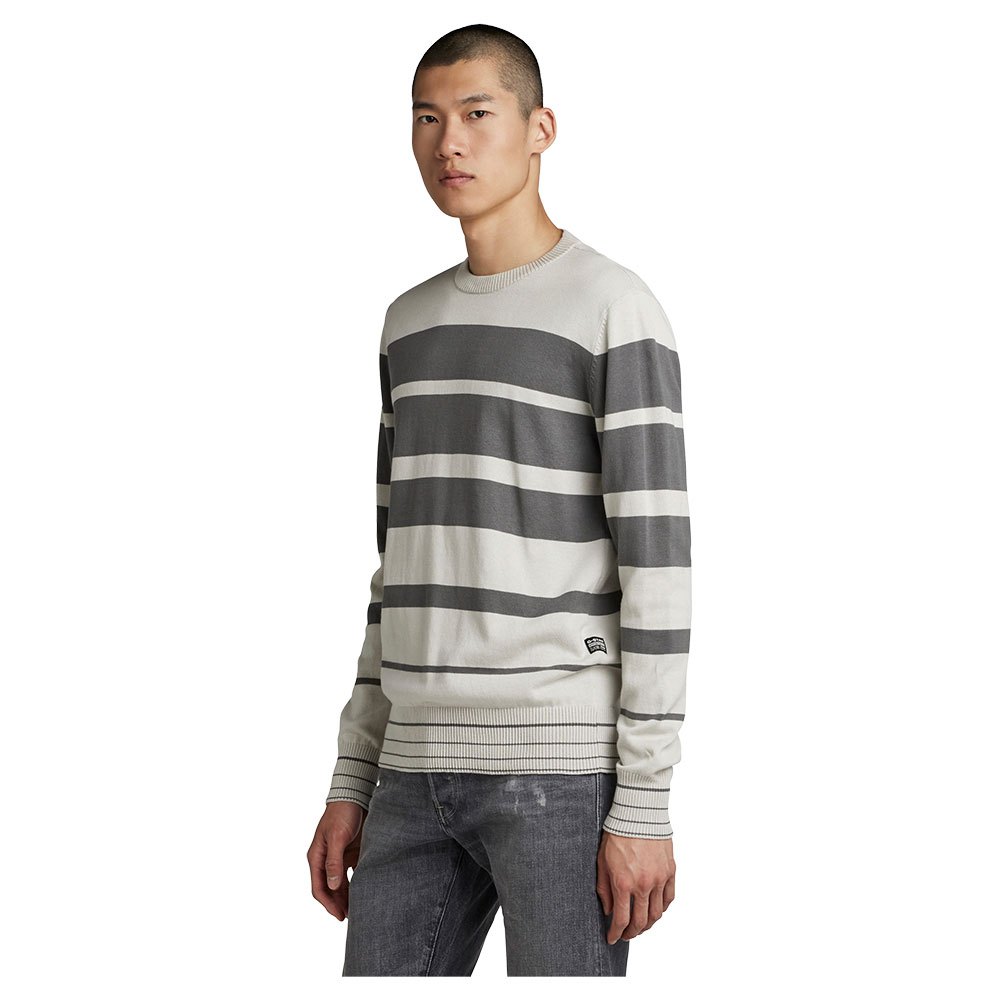 G-Star Irregular Stripe Round Neck Sweater Beige | Dressinn