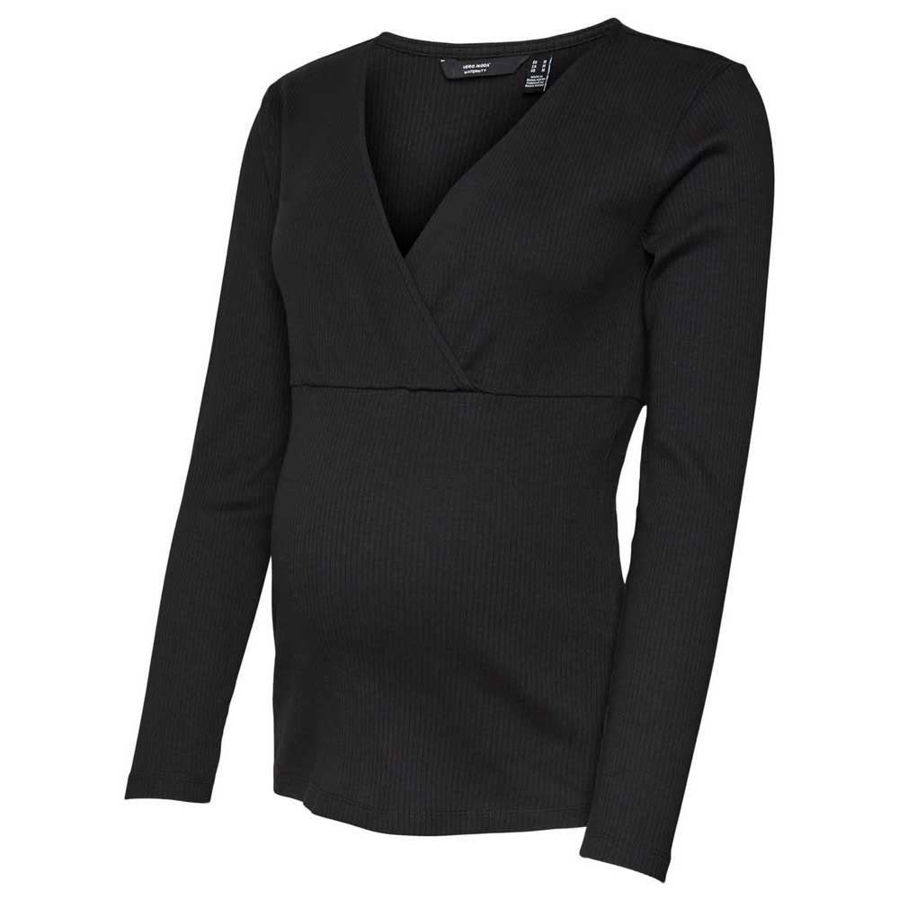 Vero moda Lavender 2 Function Maternity Long Sleeve V Neck T-Shirt Black|  Dressinn