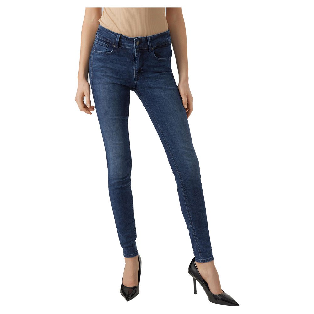 Vero moda Push Up Skinny Fit Ri3130 Jeans Met Middelhoge Blauw|