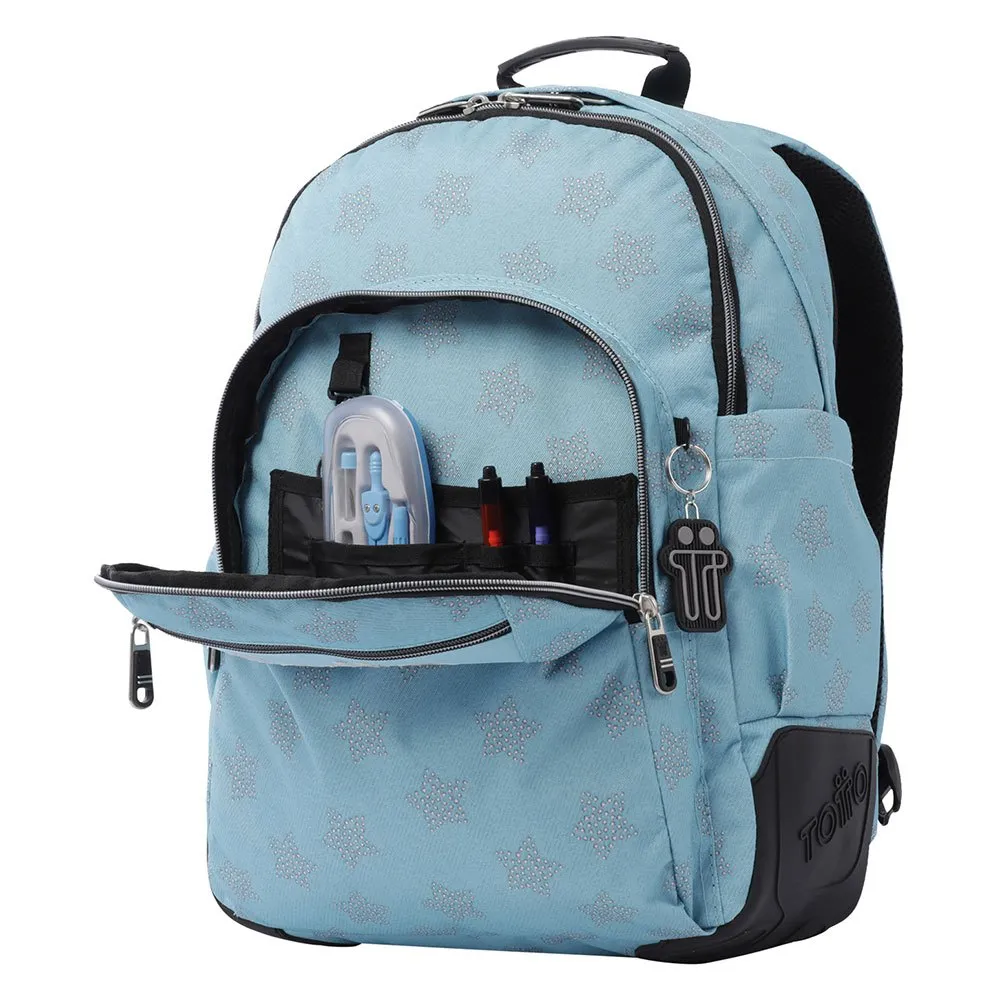 Totto Unisex Kinderrucksack „Morral Crayones“ – Bunt, Streetwear, 44x33x14 Cm, Mit Schuh- & Kulturtasche