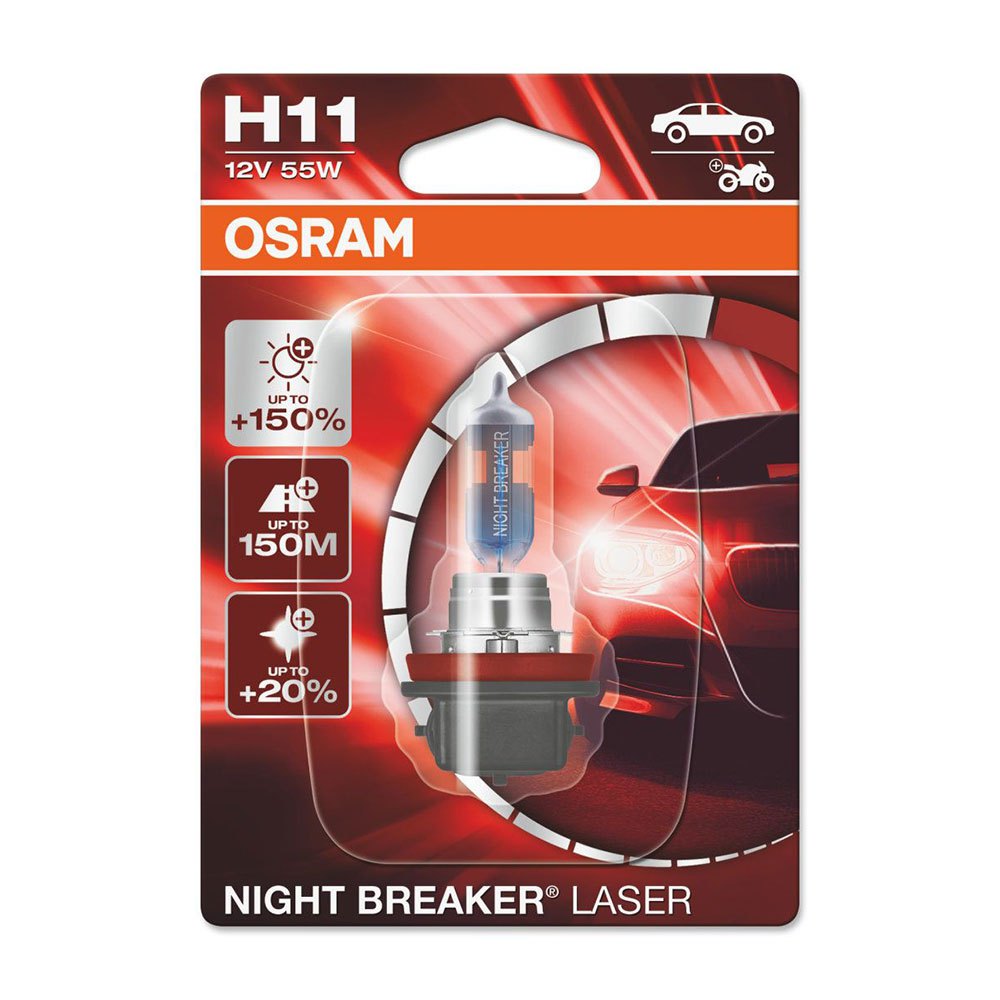 Mission subtraction Habubu Osram H11 PGJ19-2 12V-55W Night Breaker Laser Blister Bulb Silver| Motardinn