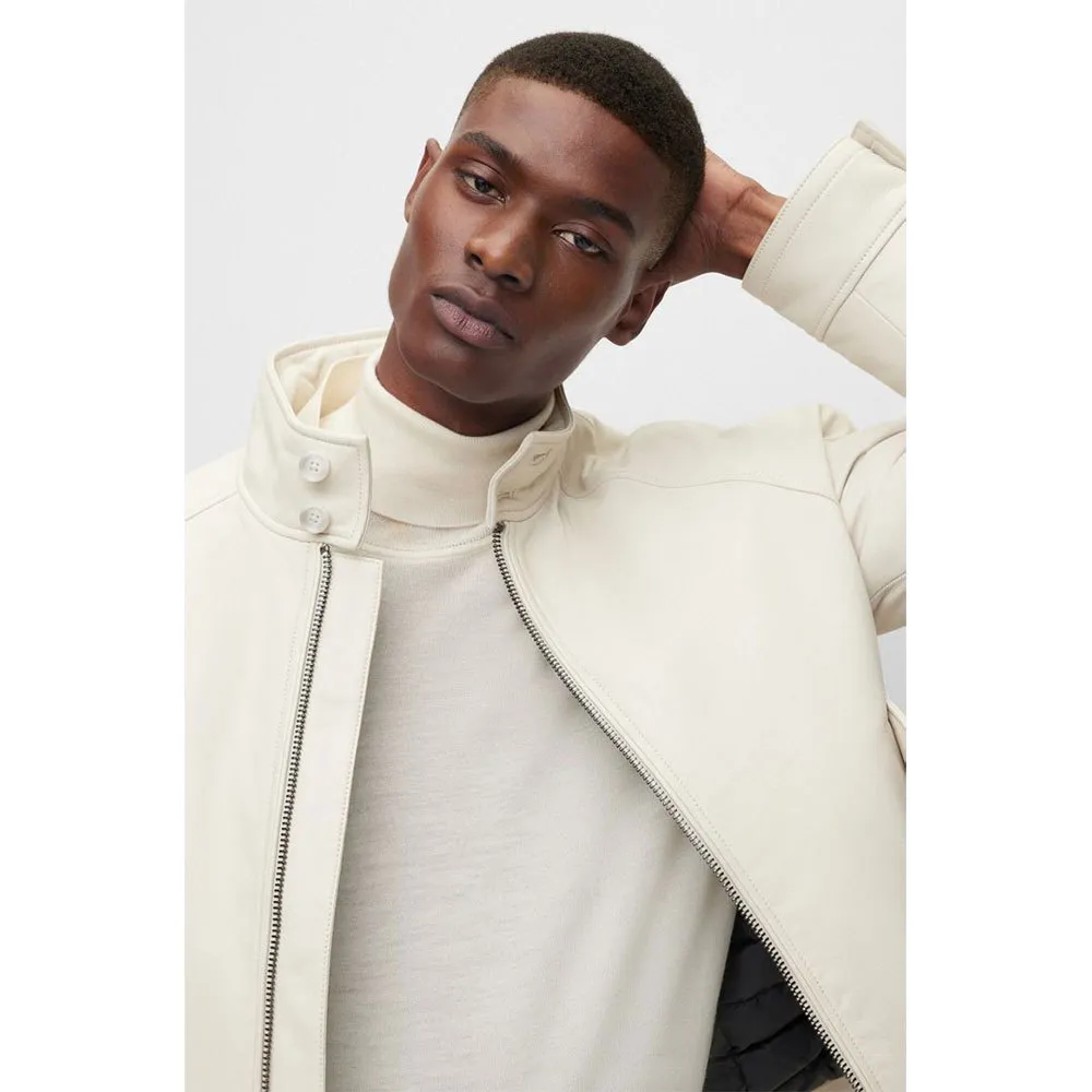 BOSS T Mesa 10240577 leather jacket Beige | Dressinn