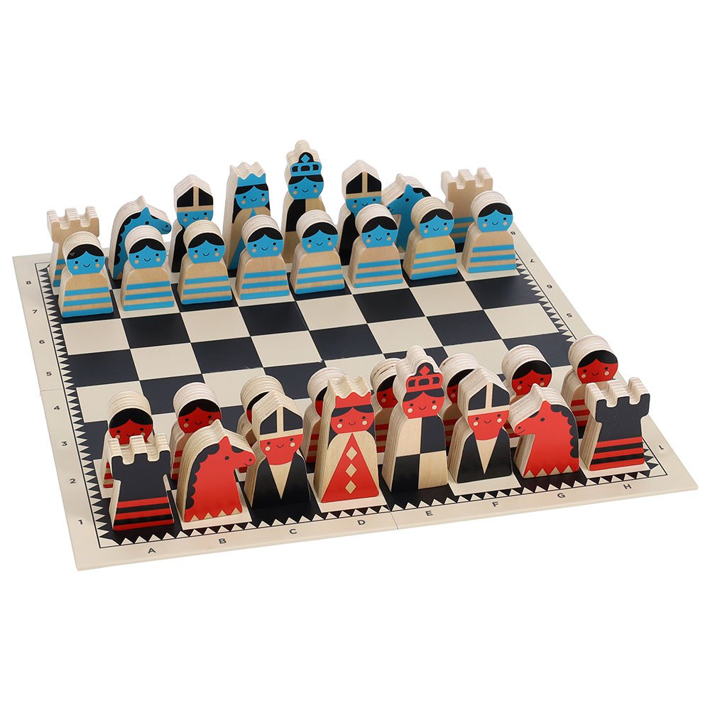 Petit collage 移動中の木製チェスセット マルチカラー| Kidinn
