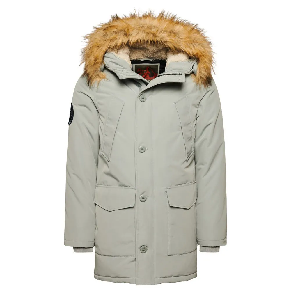 【SUPERDRY】Everest フェイクファー フード付 パーカー コート Superdry Everest Faux Fur parka Grey | Dressinn