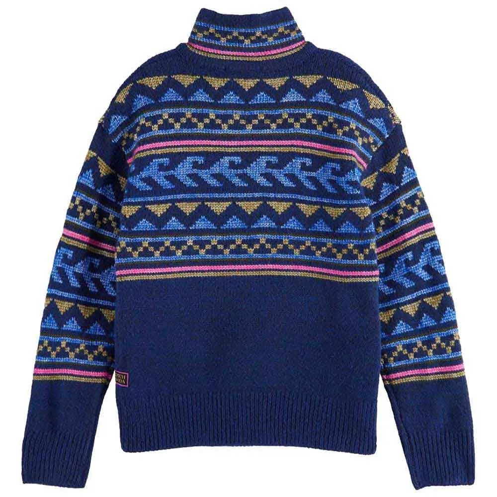 Scotch & soda Intarsia Half Zip Sweater Blue Dressinn