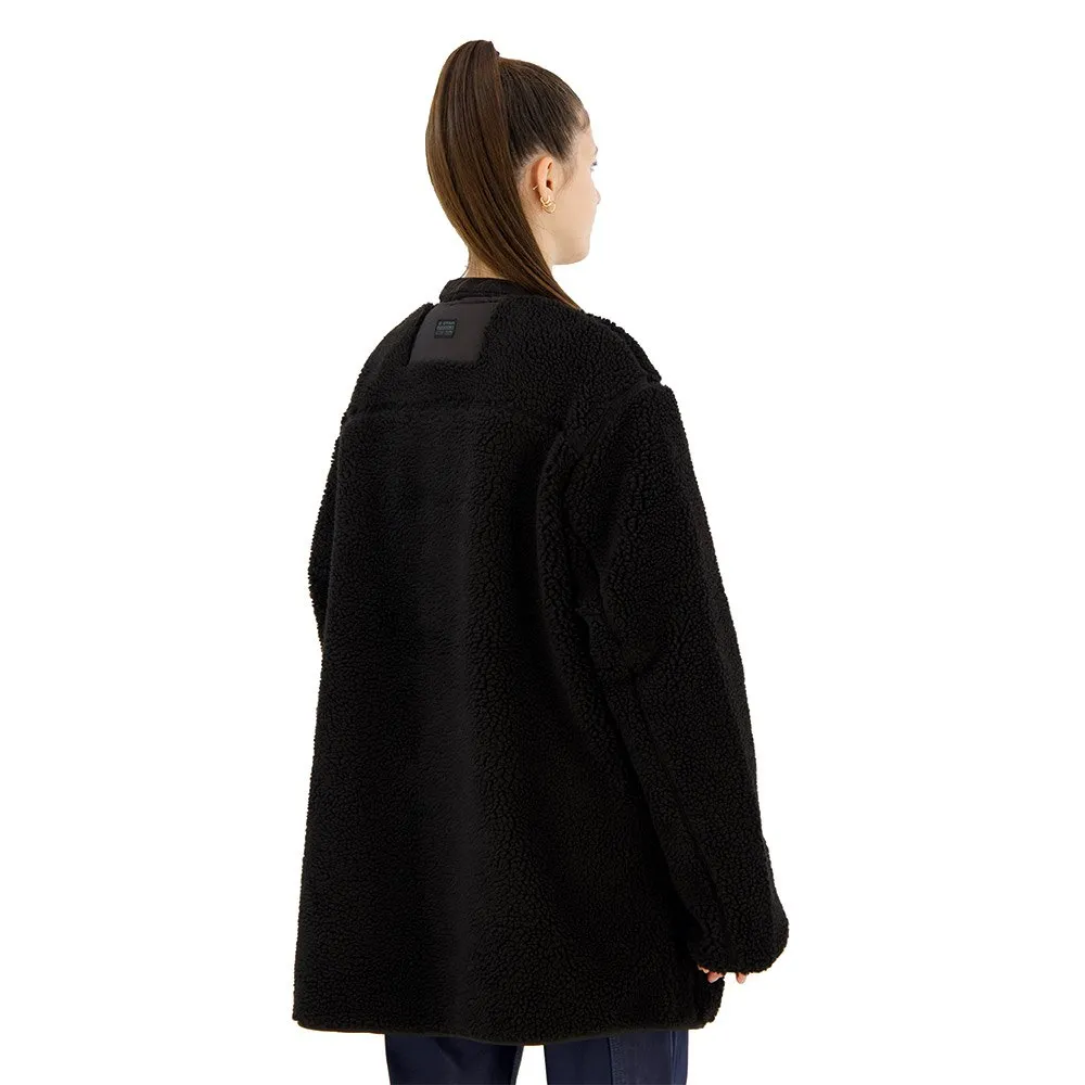 G-STAR RAW Damen Long Teddy Jacke – Kuschelige Übergangsjacke, Oversized, Mit Knopfleiste