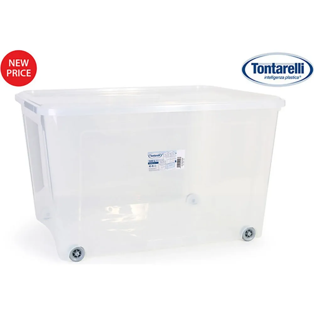 Tontarelli Storage Box 145 L With Cover And Transparent Combi Wheels