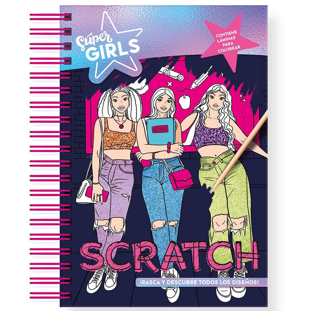 super-girls-libro-creativo-neon-scratch-art