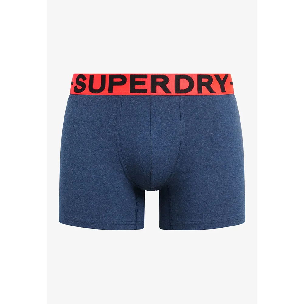 Superdry Boxer Shorts: Confezione Da 3 Mutande Uomo In Cotone Biologico, Blu Navy E Rosso Porto, Lunghezza Media - Foto 2