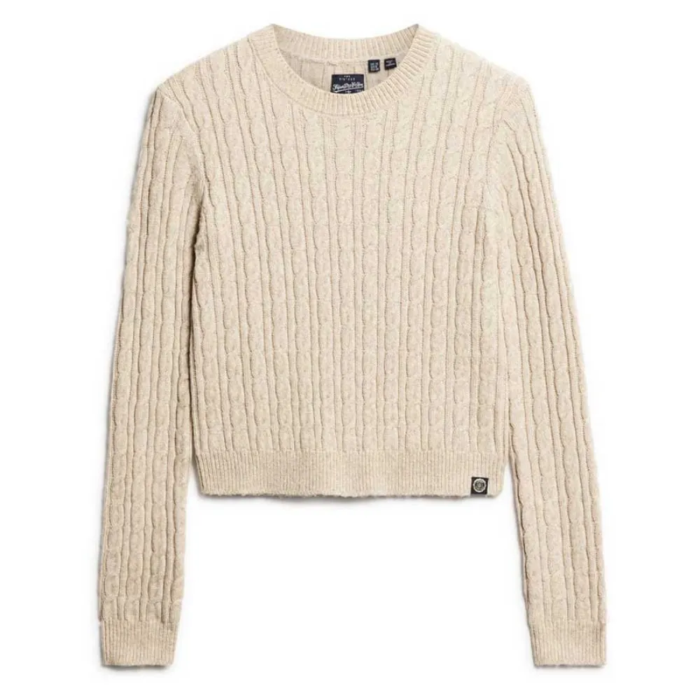 Pull Superdry Varsity Cable Knit - Taille XS - Blanc - Coton - Occasion Très Bon État