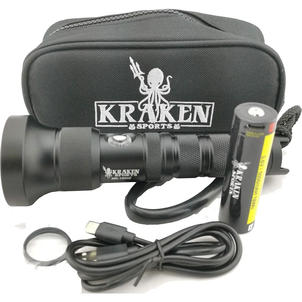 Kraken N1800Z Zoom Focus torch Black | Diveinn