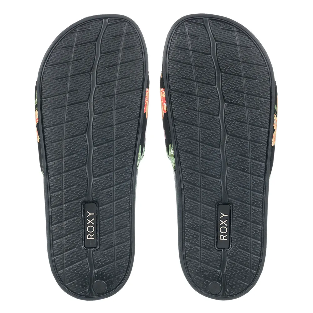 Sandales Tongs Roxy Kallie II Pour Filles - Semelle Compensée 5 Cm, Détail Arc-en-ciel, Matériau Synthétique
