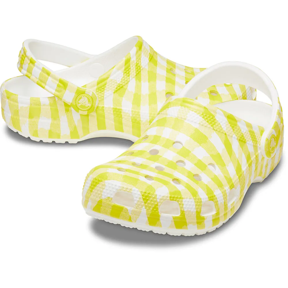 Traskor Blue Crocs Classic Gingham träskor Gul | Dressinn