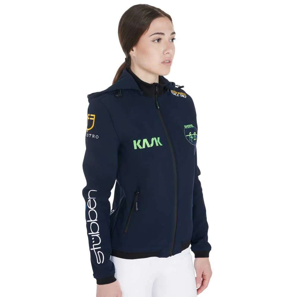 Equestro Multilogo Softshell woman jacket Blue | Horse Riding