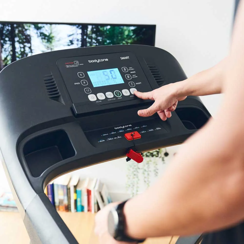 Tapis De Course Pliable Bodytone Active Run 600 - Inclinaison Automatique - Bluetooth Et Haut-parleur Intégré - Avec Roues - 12