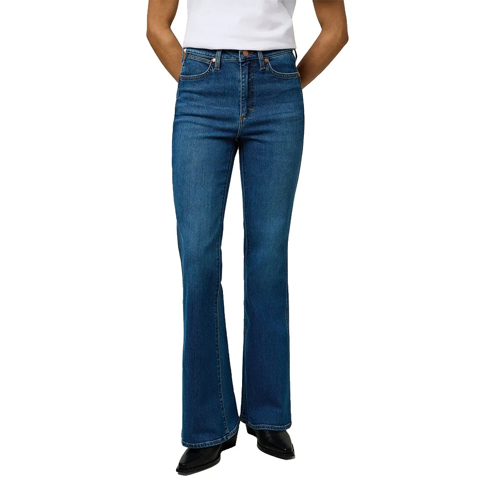 Jeans Wrangler Montana Donna – Vestibilità Flare Morbida, Cotone Elasticizzato, Blu