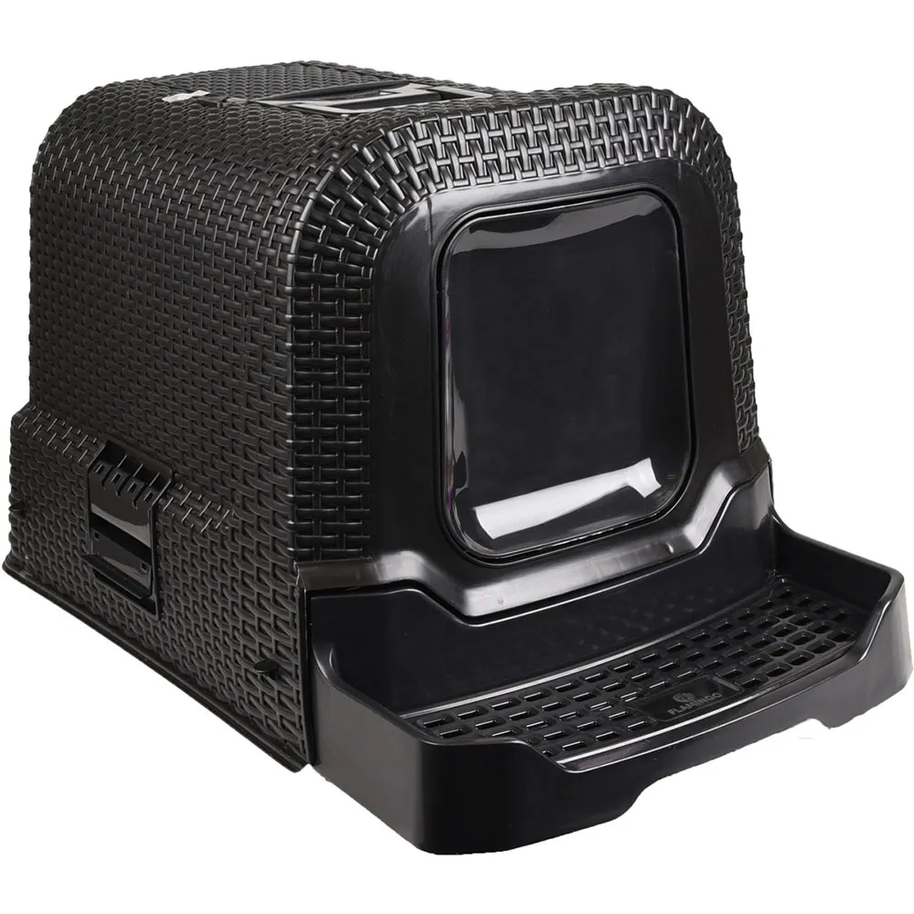 Flamingo Rattan cat litter box Black | Bricoinn
