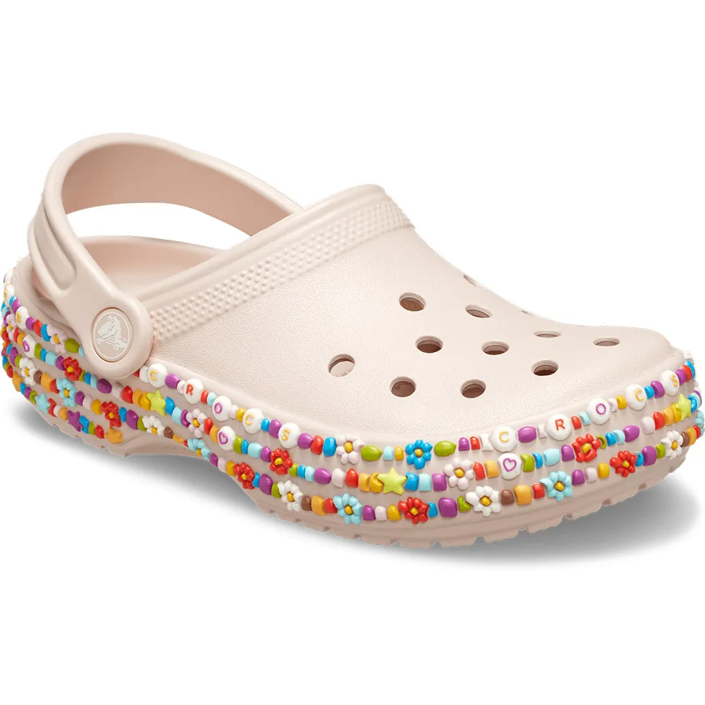Traskor Blue Crocs Classic Beaded Band träskor Beige | Dressinn