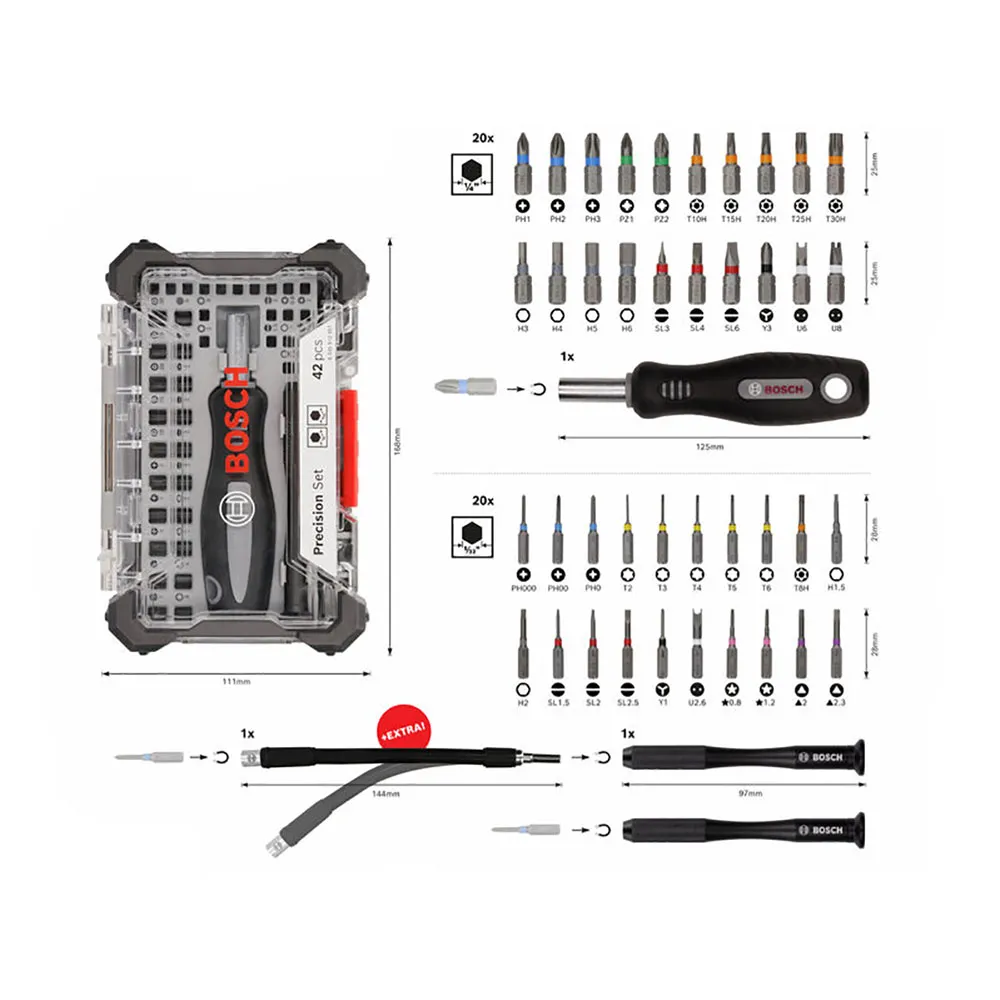 Bosch Tool set 42 pieces Silver | Bricoinn