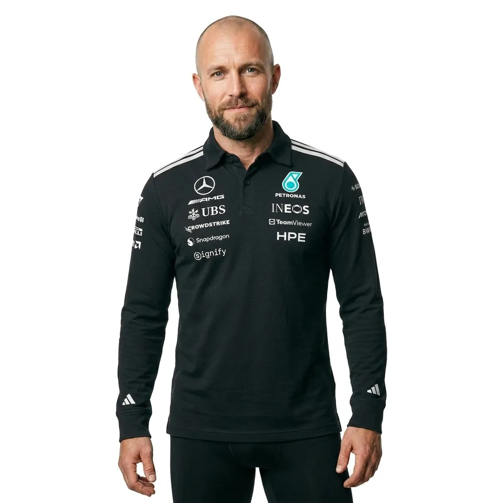 adidas Mercedes-AMG Petronas F1 Team Engineers 長袖ポロシャツ 黒