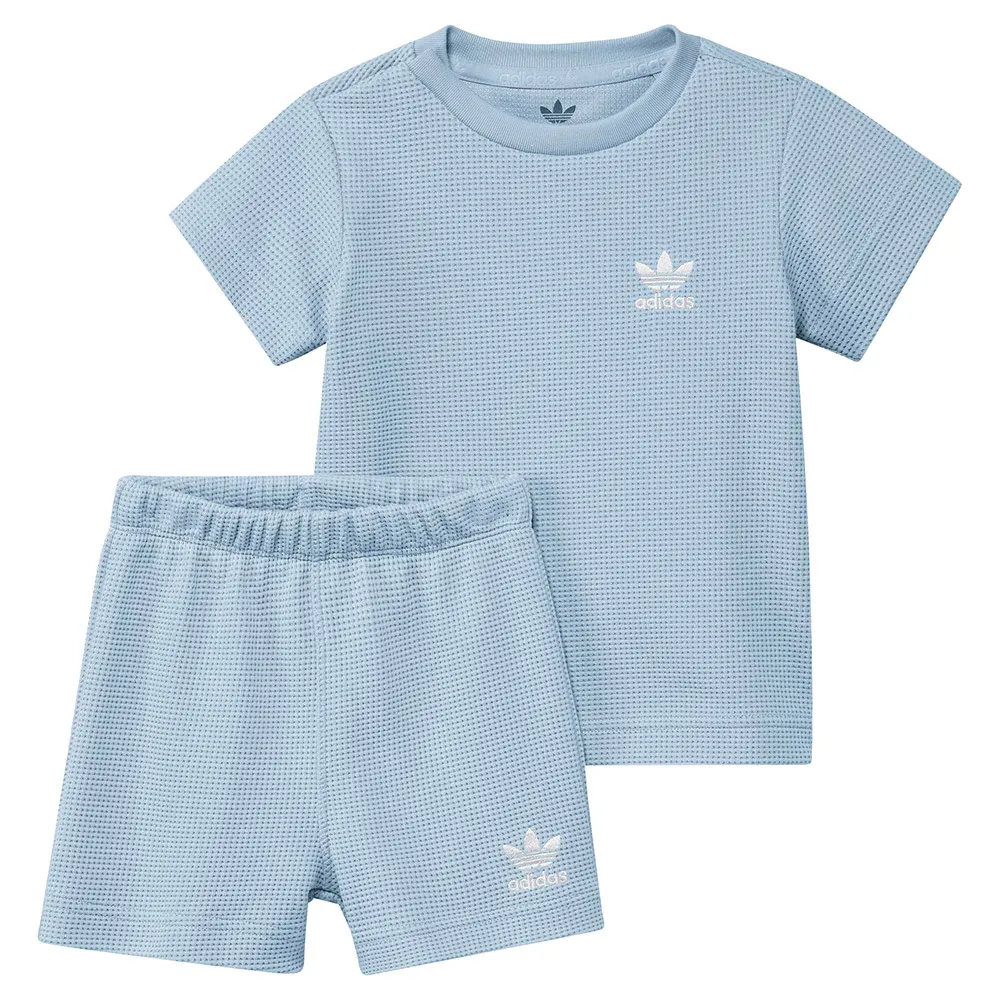 adidas Originals Regular Waffle Short T-shirt set Blue | Dressinn