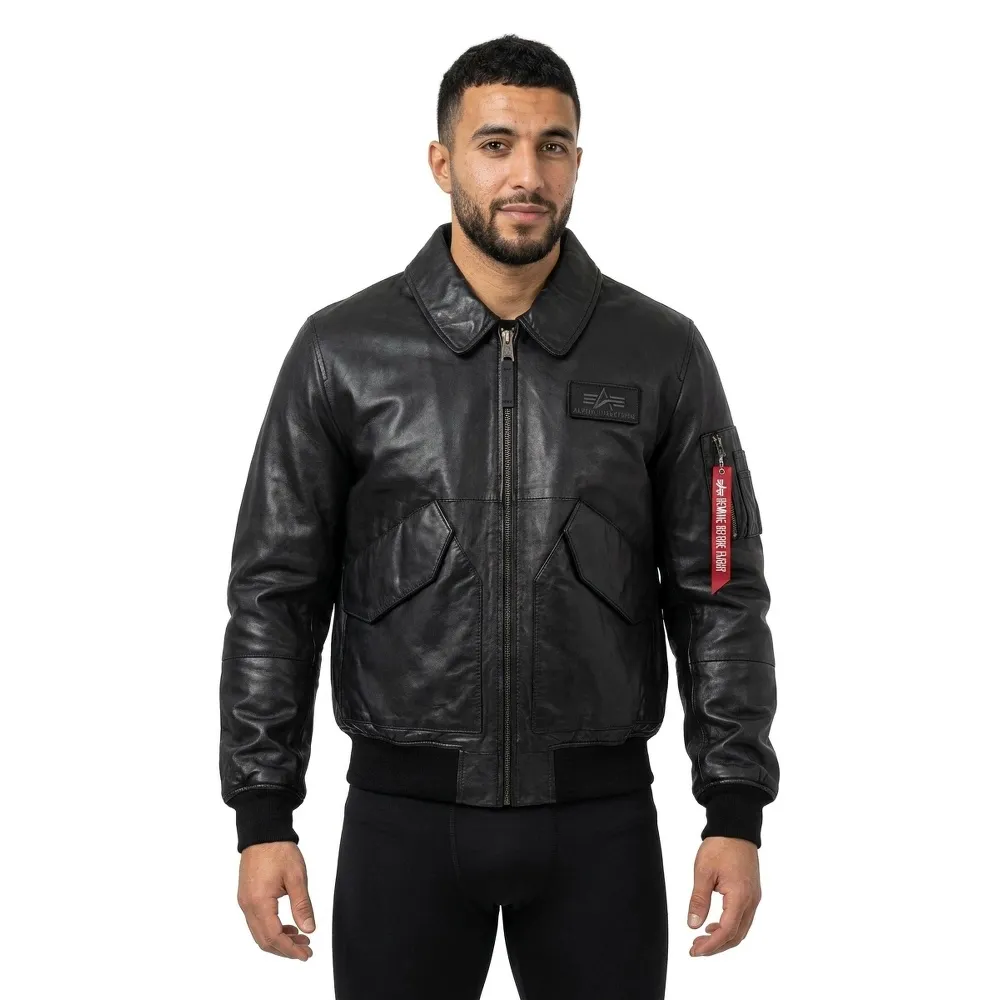 ALPHA INEUSTRIES CWU-45/P レザージャケット　 PM78 Alpha industries CWU 45/P leather jacket Black | Dressinn