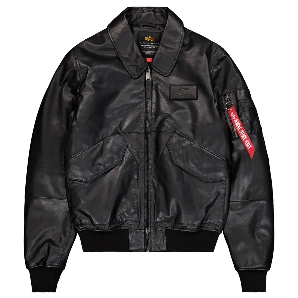 Alpha industries CWU 45/P leather jacket Black | Dressinn