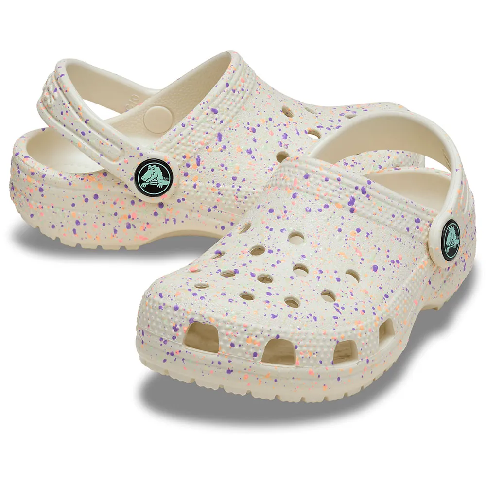 Traskor Blue Crocs Classic Glow Paint Splatter träskor Vit | Dressinn Träskor