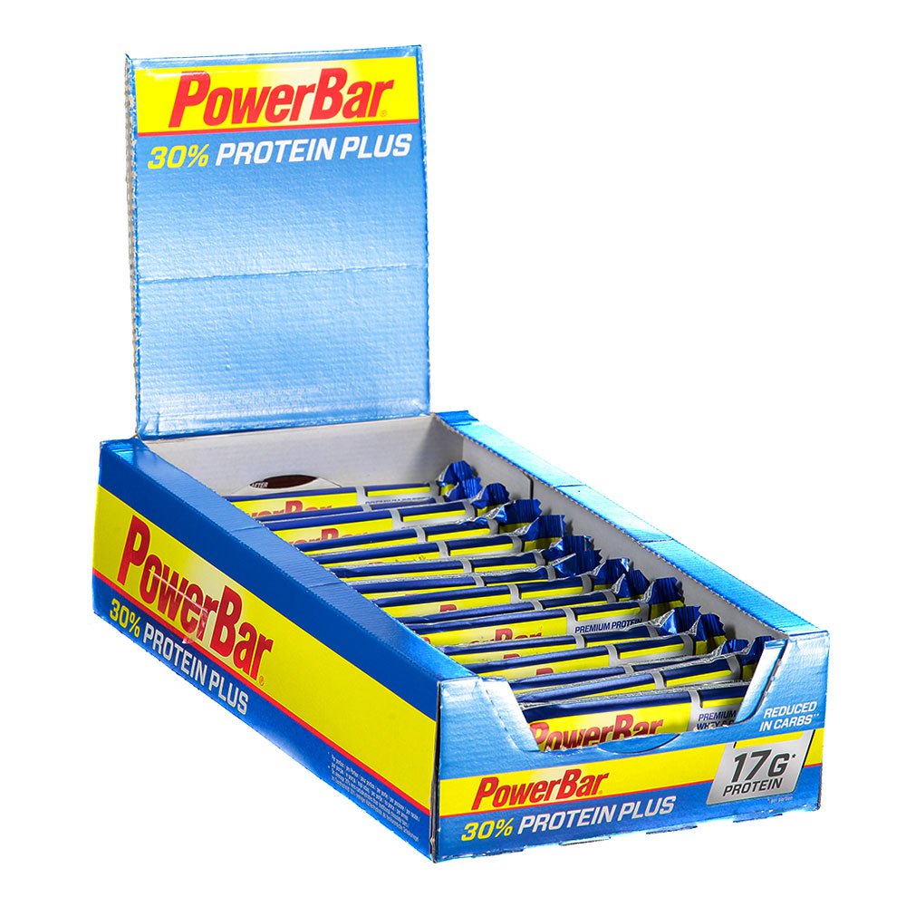 powerbar-proteiini-plus-30-55g-15-yksikoita-suklaa-energiaa-baarit-laatikko